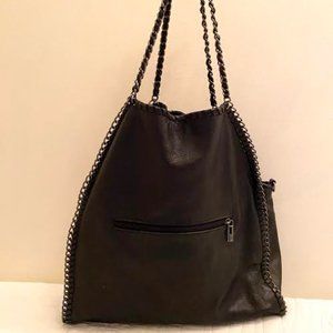 Black Leather Lavorazione Artigianale Bag